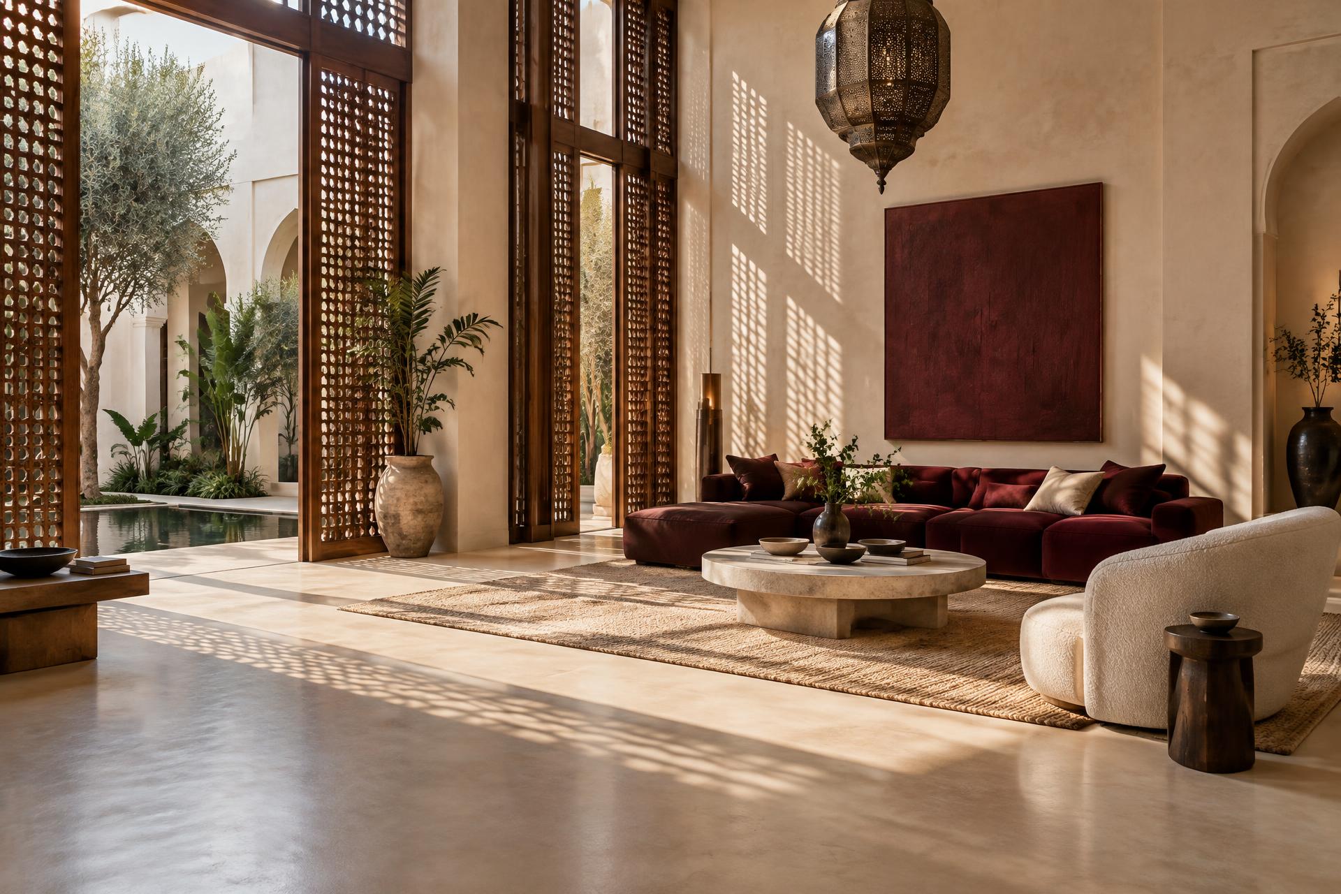 Intérieur contemporain marocain baigné de lumière
